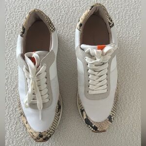 Banana Republic Chic White and Snake Print Sneakers/Shoes